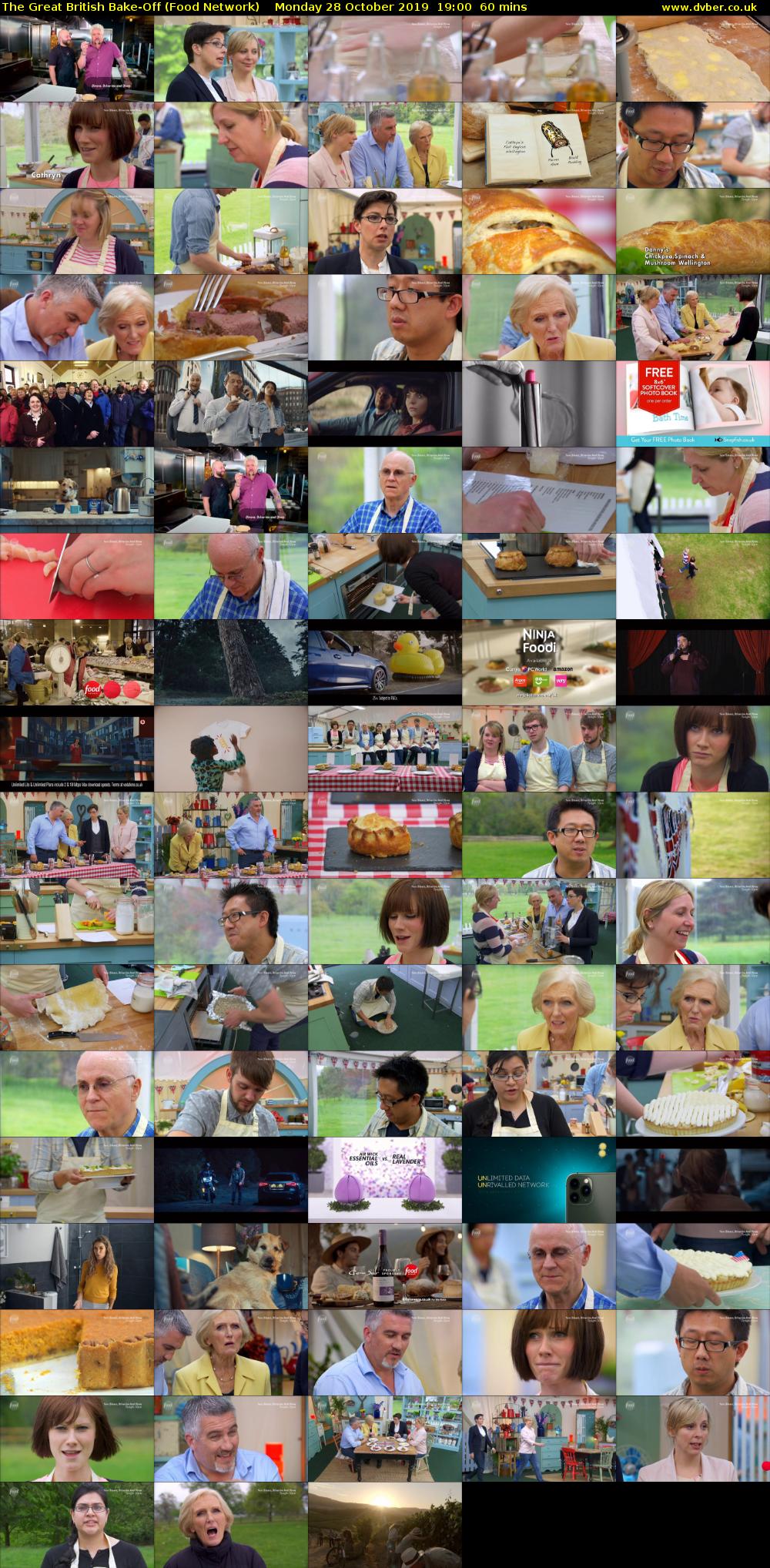 The Great British Bake-Off (Food Network) Monday 28 October 2019 19:00 - 20:00
