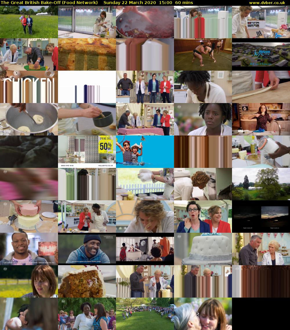 The Great British Bake-Off (Food Network) Sunday 22 March 2020 15:00 - 16:00