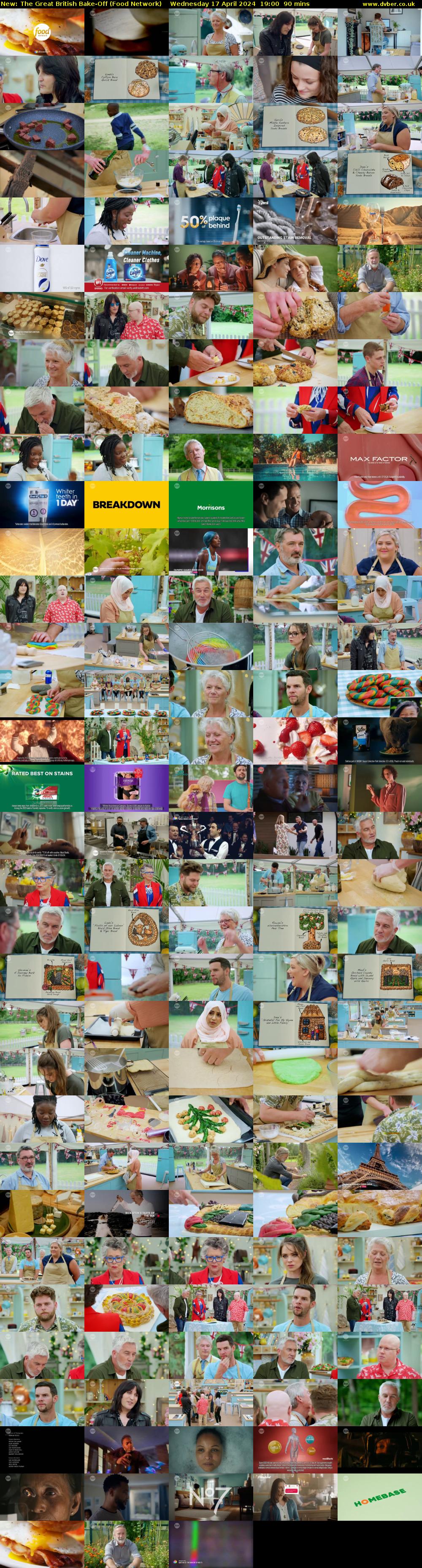The Great British Bake-Off (Food Network) Wednesday 17 April 2024 19:00 - 20:30