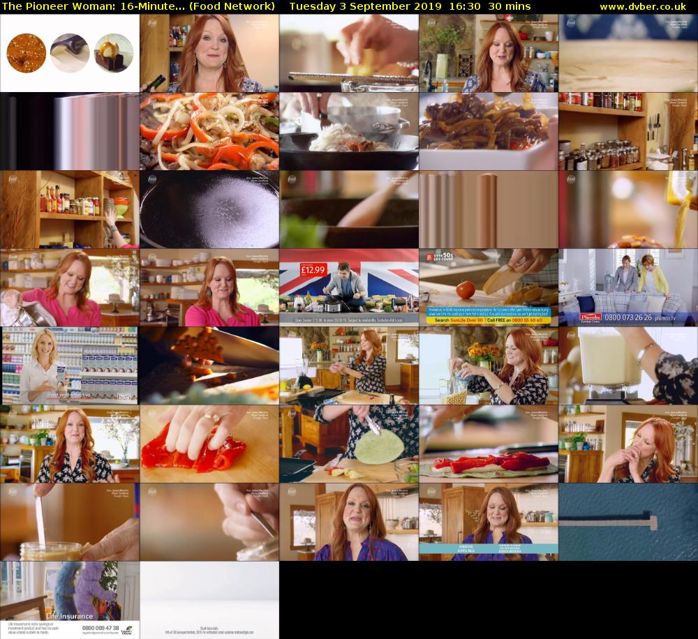 The Pioneer Woman: 16-Minute... (Food Network) Tuesday 3 September 2019 16:30 - 17:00