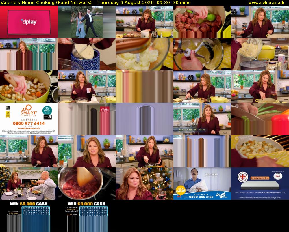 Valerie's Home Cooking (Food Network) Thursday 6 August 2020 09:30 - 10:00