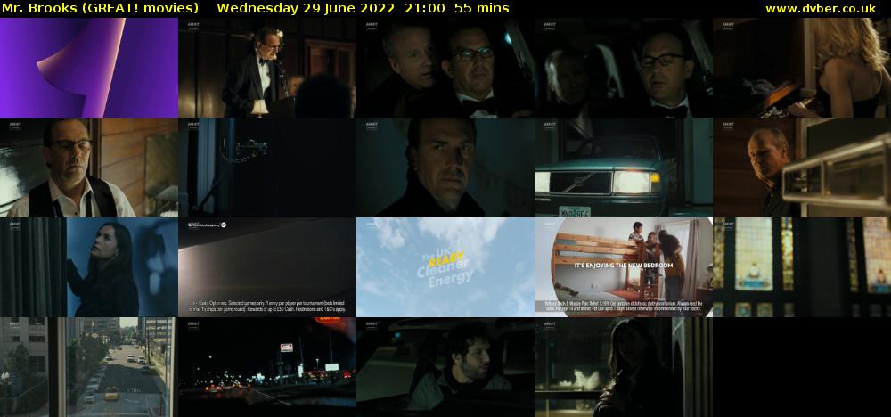 Mr. Brooks (GREAT! movies) Wednesday 29 June 2022 21:00 - 21:55