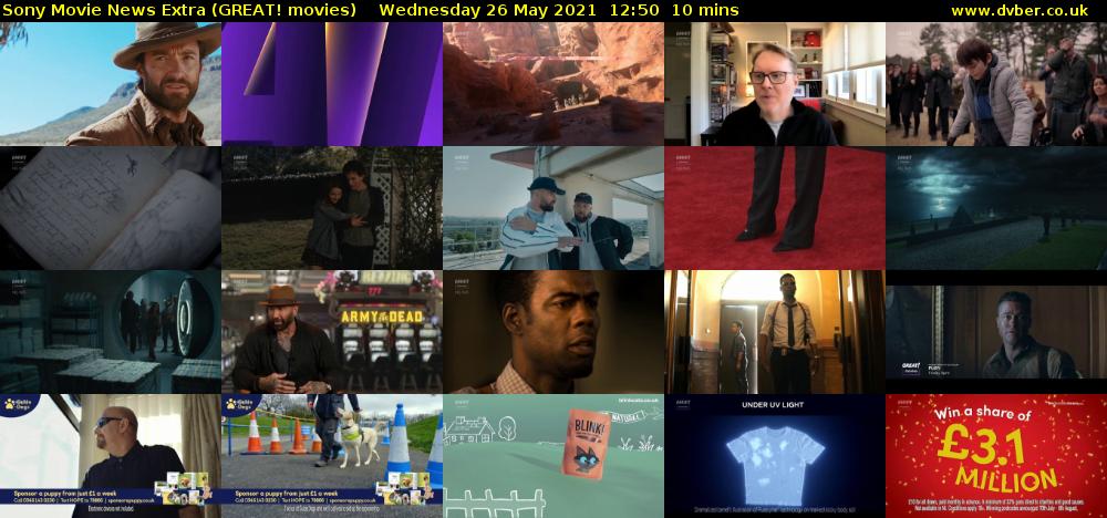 Sony Movie News Extra (GREAT! movies) Wednesday 26 May 2021 12:50 - 13:00