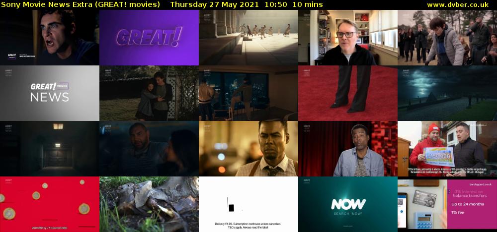 Sony Movie News Extra (GREAT! movies) Thursday 27 May 2021 10:50 - 11:00