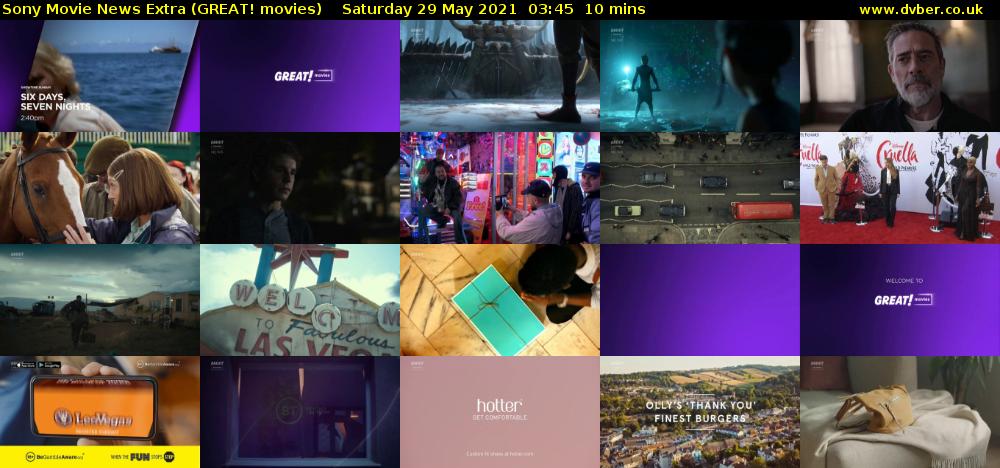 Sony Movie News Extra (GREAT! movies) Saturday 29 May 2021 03:45 - 03:55