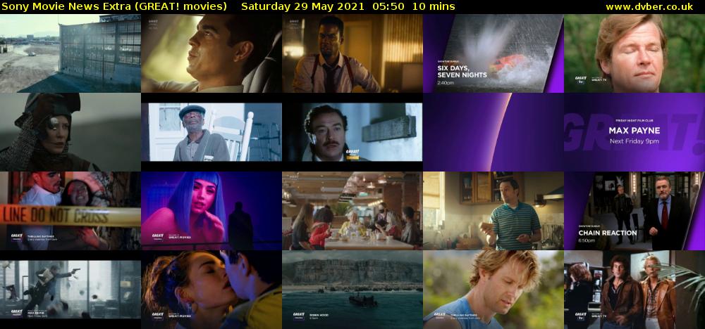Sony Movie News Extra (GREAT! movies) Saturday 29 May 2021 05:50 - 06:00
