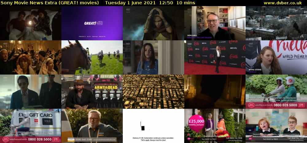 Sony Movie News Extra (GREAT! movies) Tuesday 1 June 2021 12:50 - 13:00