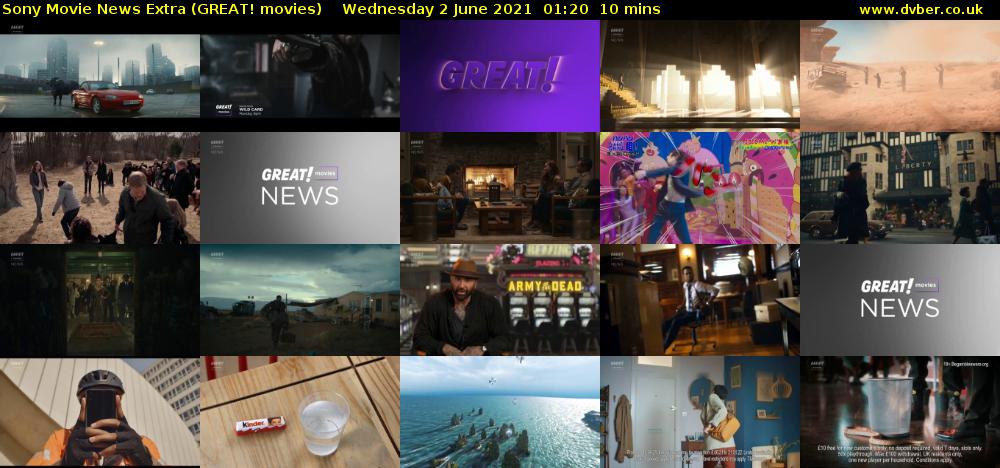 Sony Movie News Extra (GREAT! movies) Wednesday 2 June 2021 01:20 - 01:30