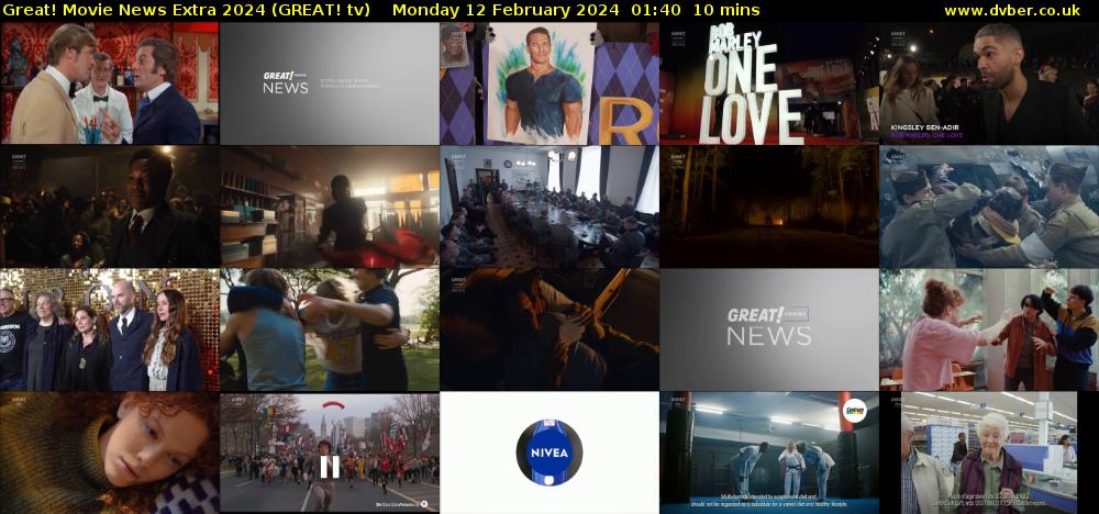 Great! Movie News Extra 2024 (GREAT! tv) Monday 12 February 2024 01:40 - 01:50