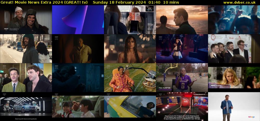 Great! Movie News Extra 2024 (GREAT! tv) Sunday 18 February 2024 01:40 - 01:50