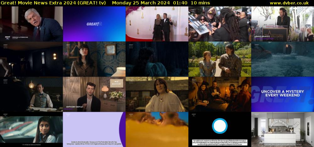 Great! Movie News Extra 2024 (GREAT! tv) Monday 25 March 2024 01:40 - 01:50