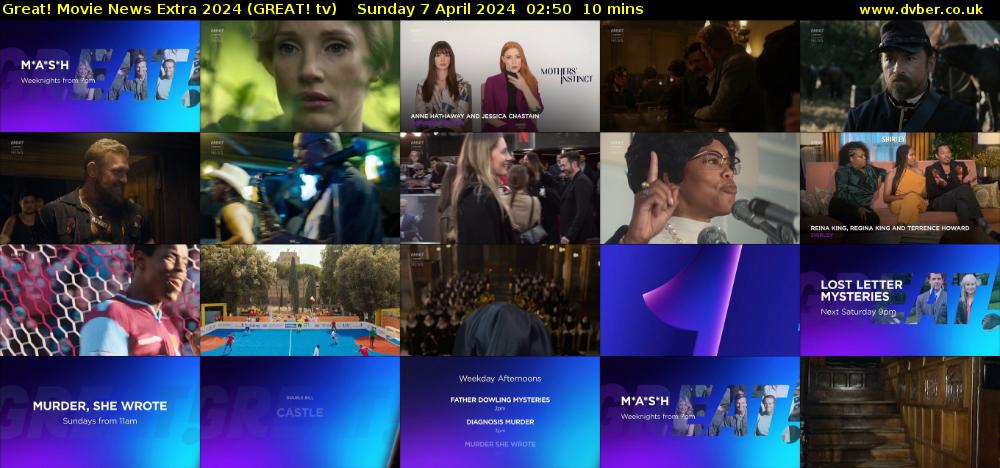 Great! Movie News Extra 2024 (GREAT! tv) Sunday 7 April 2024 02:50 - 03:00