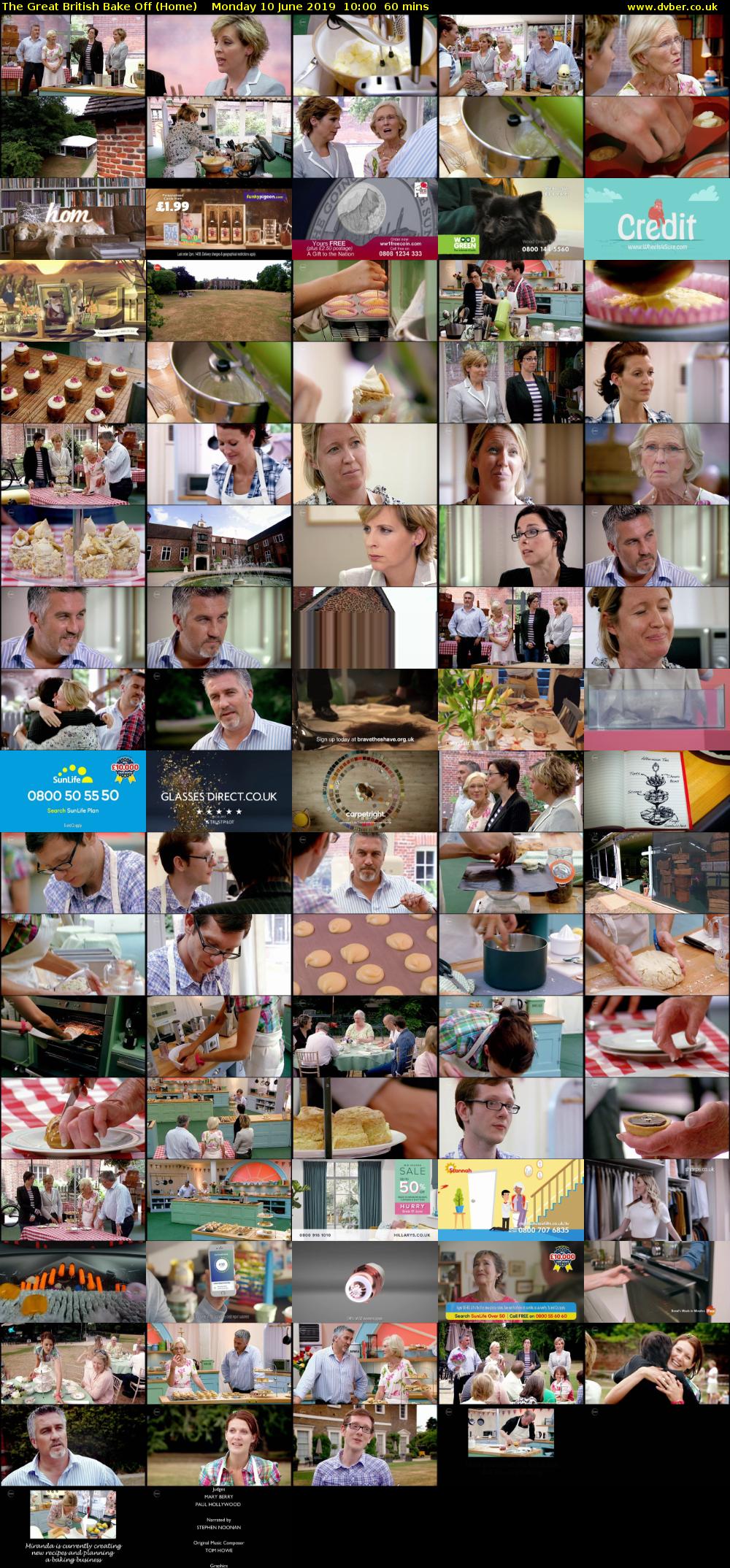 The Great British Bake Off (Home) Monday 10 June 2019 10:00 - 11:00