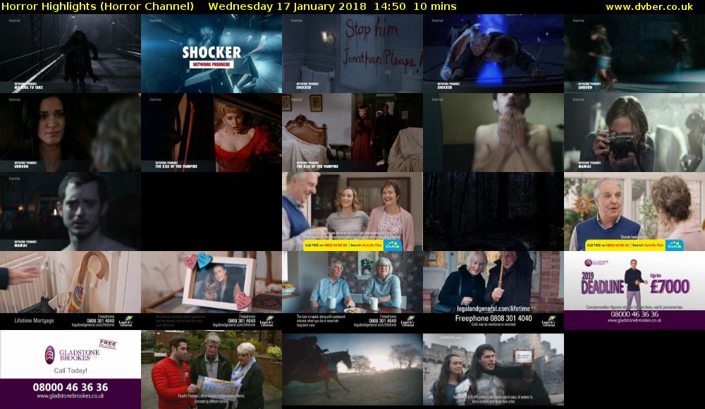 Horror Highlights (Horror Channel) Wednesday 17 January 2018 14:50 - 15:00