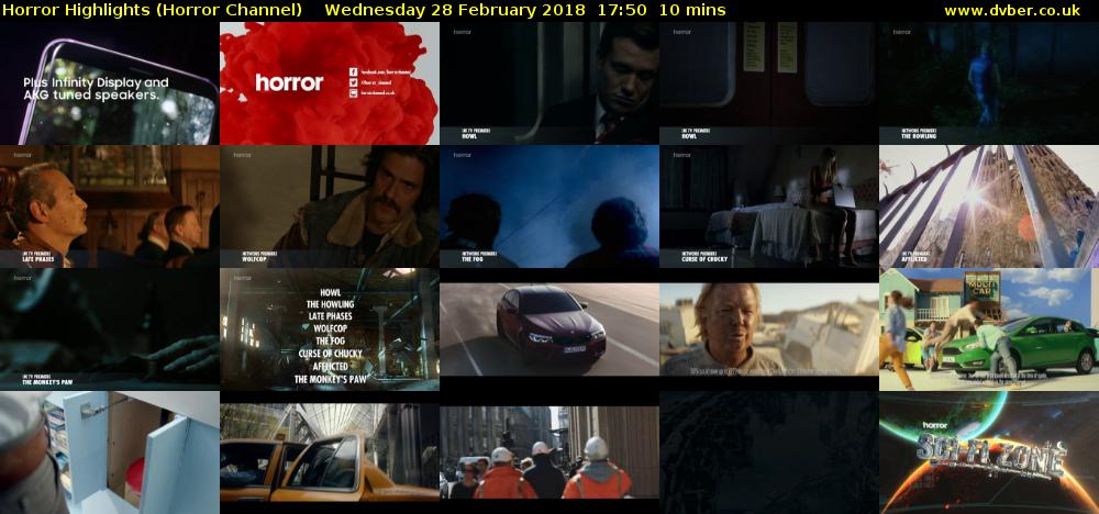 Horror Highlights (Horror Channel) Wednesday 28 February 2018 17:50 - 18:00