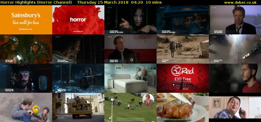 Horror Highlights (Horror Channel) Thursday 15 March 2018 04:20 - 04:30