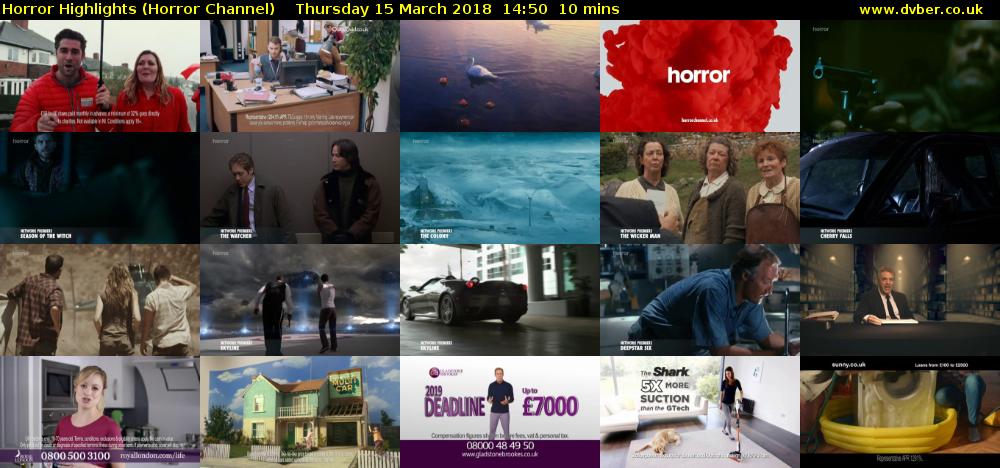 Horror Highlights (Horror Channel) Thursday 15 March 2018 14:50 - 15:00