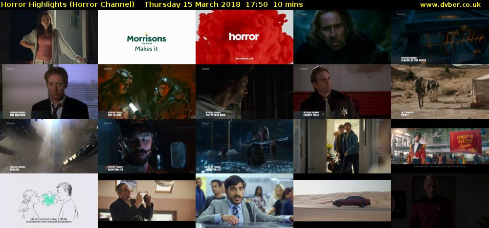 Horror Highlights (Horror Channel) Thursday 15 March 2018 17:50 - 18:00