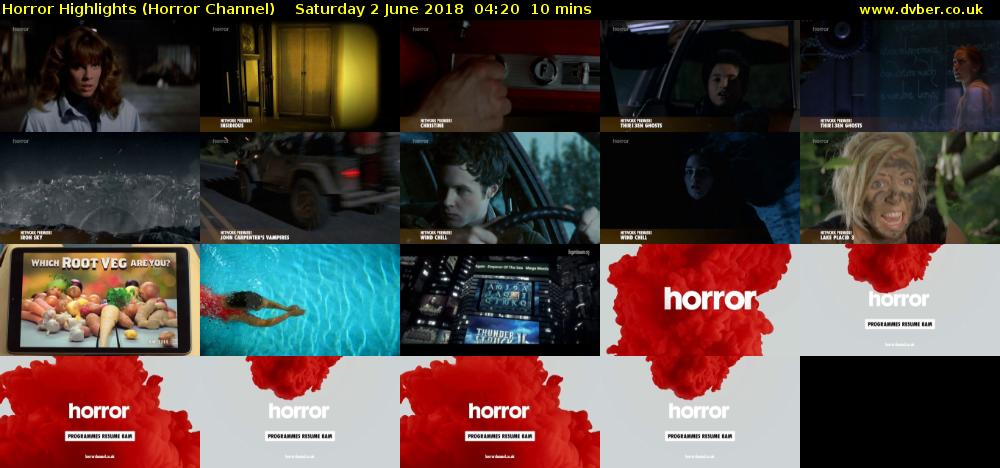 Horror Highlights (Horror Channel) Saturday 2 June 2018 04:20 - 04:30