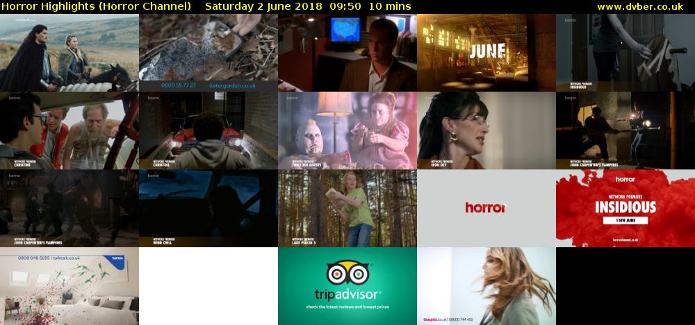 Horror Highlights (Horror Channel) Saturday 2 June 2018 09:50 - 10:00