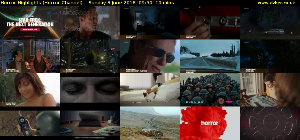 Horror Highlights (Horror Channel) Sunday 3 June 2018 09:50 - 10:00