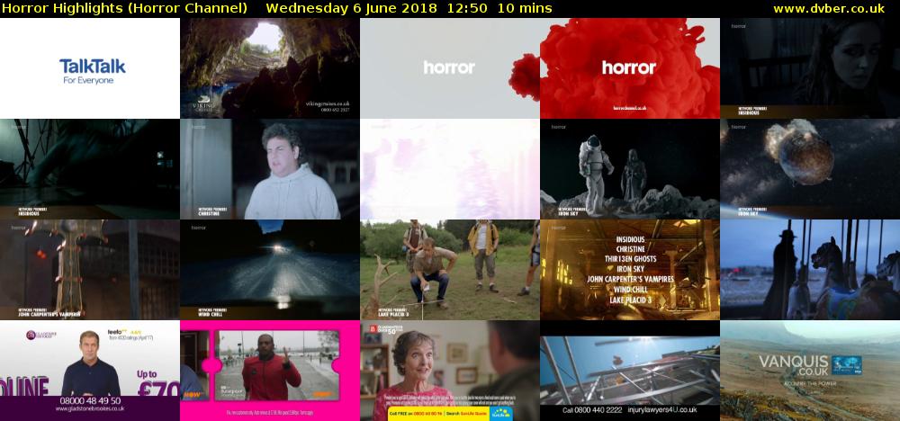 Horror Highlights (Horror Channel) Wednesday 6 June 2018 12:50 - 13:00