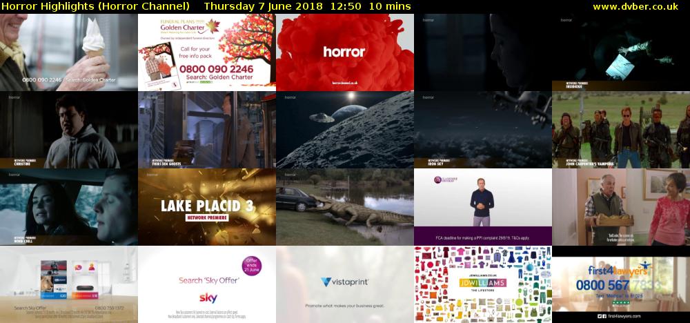 Horror Highlights (Horror Channel) Thursday 7 June 2018 12:50 - 13:00