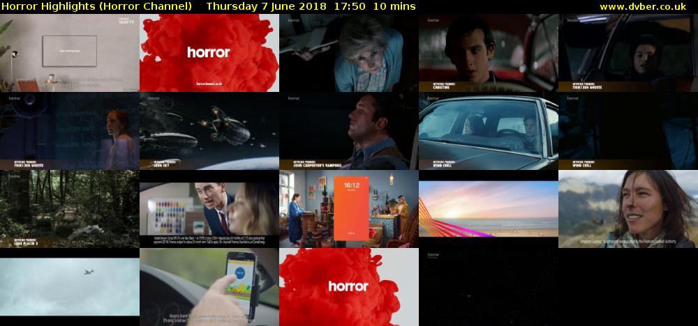 Horror Highlights (Horror Channel) Thursday 7 June 2018 17:50 - 18:00