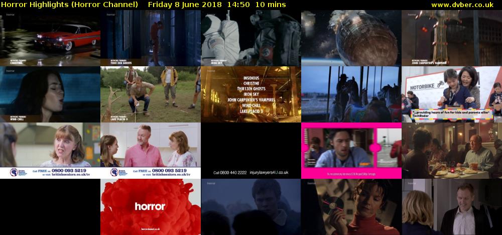 Horror Highlights (Horror Channel) Friday 8 June 2018 14:50 - 15:00