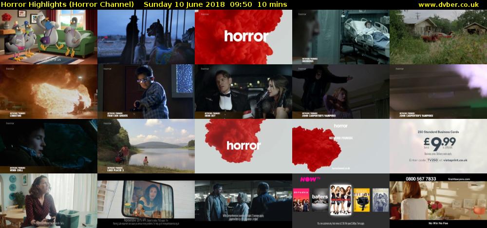 Horror Highlights (Horror Channel) Sunday 10 June 2018 09:50 - 10:00