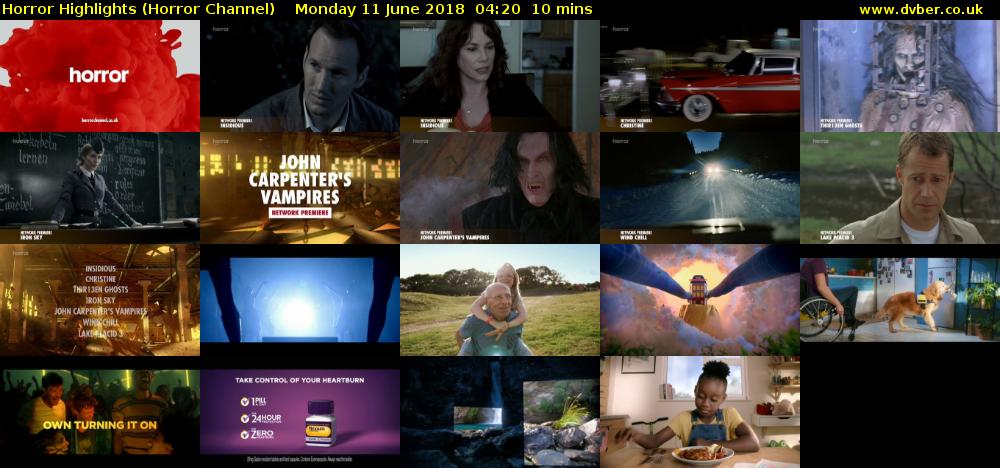 Horror Highlights (Horror Channel) Monday 11 June 2018 04:20 - 04:30
