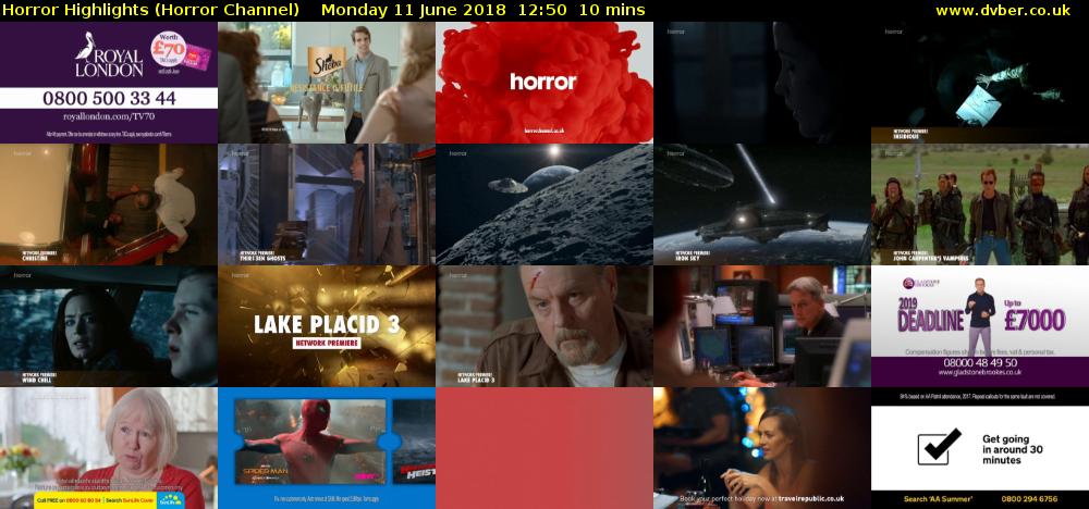 Horror Highlights (Horror Channel) Monday 11 June 2018 12:50 - 13:00