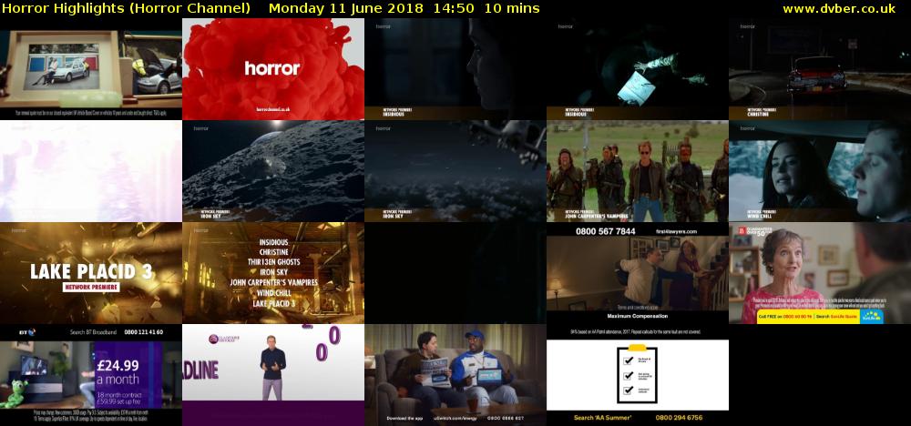 Horror Highlights (Horror Channel) Monday 11 June 2018 14:50 - 15:00