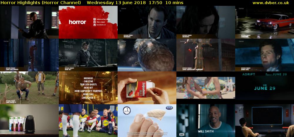 Horror Highlights (Horror Channel) Wednesday 13 June 2018 17:50 - 18:00