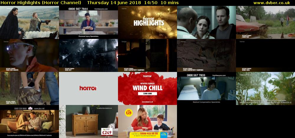 Horror Highlights (Horror Channel) Thursday 14 June 2018 14:50 - 15:00