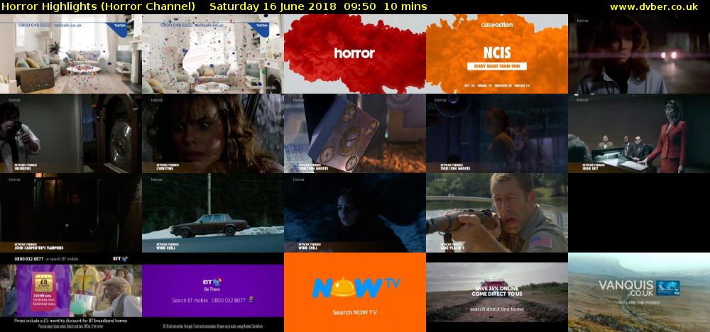 Horror Highlights (Horror Channel) Saturday 16 June 2018 09:50 - 10:00