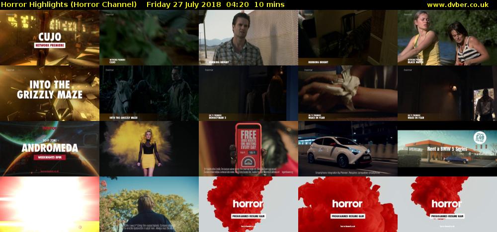 Horror Highlights (Horror Channel) Friday 27 July 2018 04:20 - 04:30