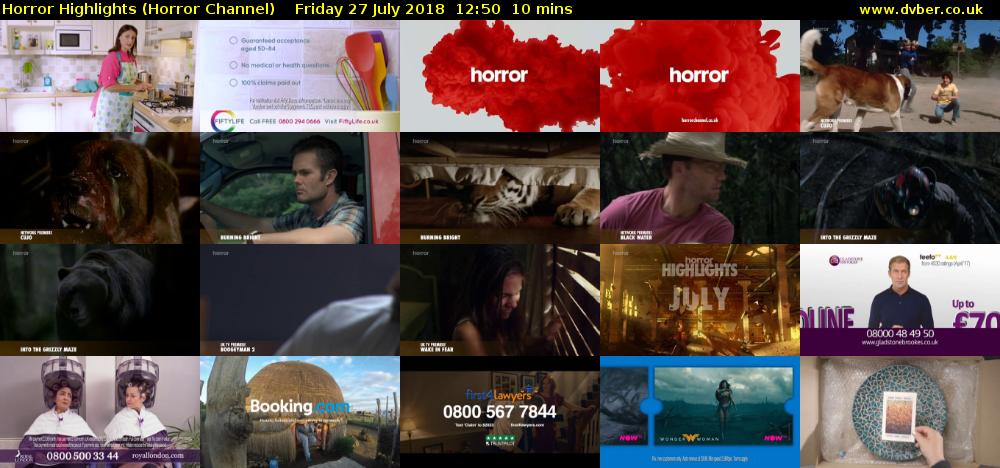 Horror Highlights (Horror Channel) Friday 27 July 2018 12:50 - 13:00