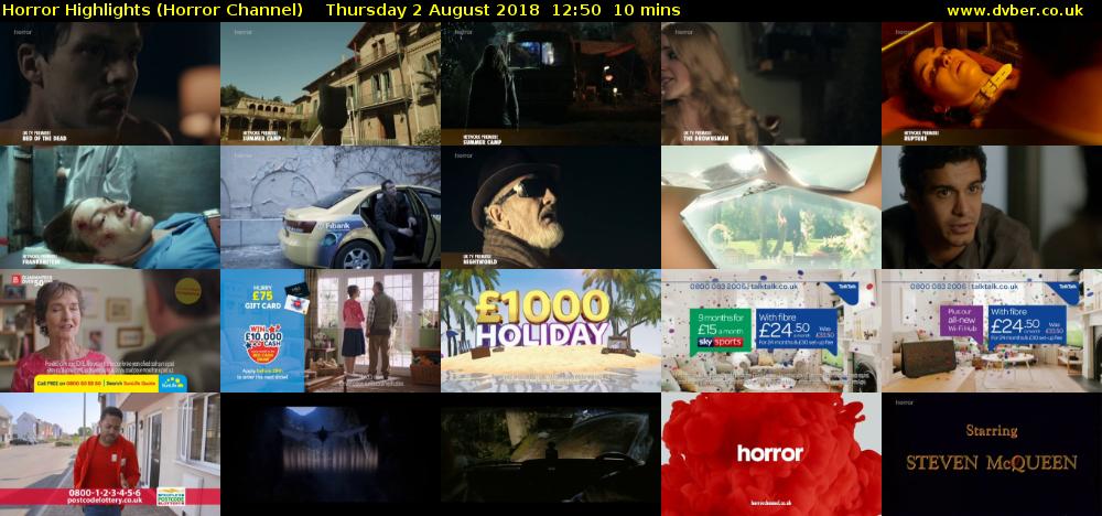 Horror Highlights (Horror Channel) Thursday 2 August 2018 12:50 - 13:00