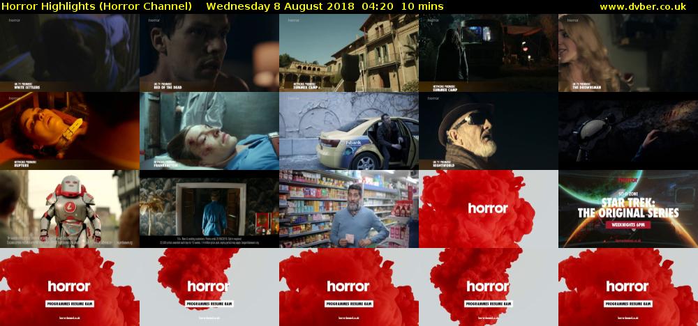 Horror Highlights (Horror Channel) Wednesday 8 August 2018 04:20 - 04:30