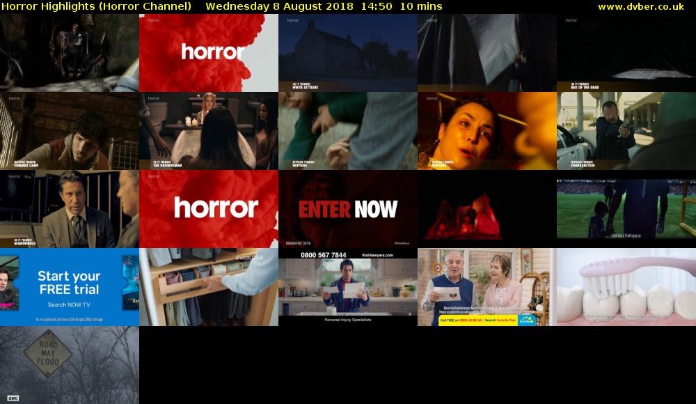 Horror Highlights (Horror Channel) Wednesday 8 August 2018 14:50 - 15:00