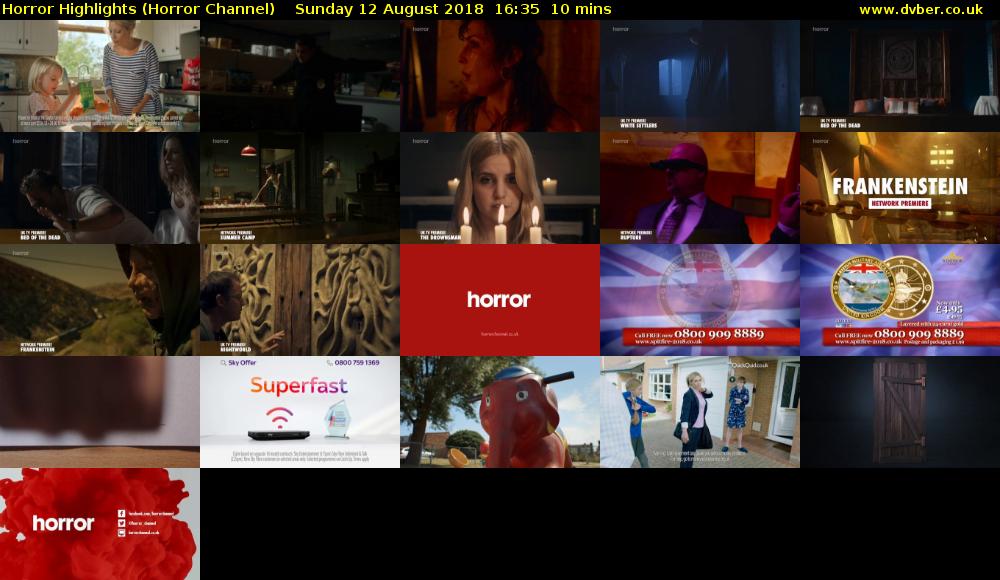 Horror Highlights (Horror Channel) Sunday 12 August 2018 16:35 - 16:45
