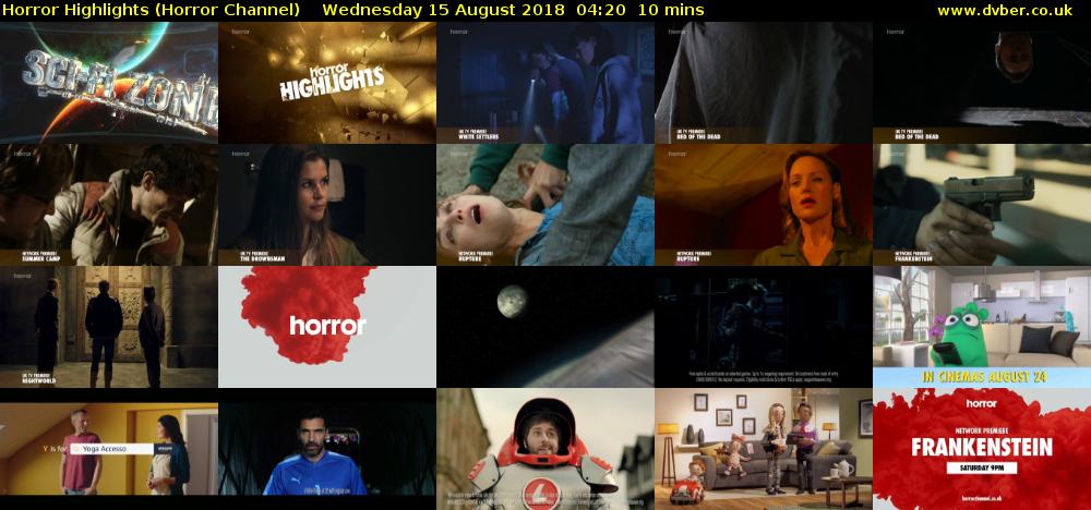 Horror Highlights (Horror Channel) Wednesday 15 August 2018 04:20 - 04:30