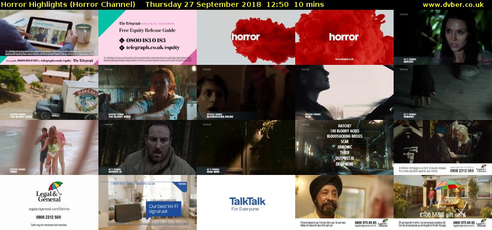 Horror Highlights (Horror Channel) Thursday 27 September 2018 12:50 - 13:00