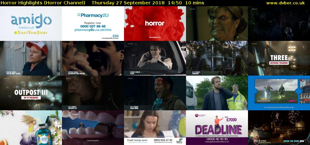 Horror Highlights (Horror Channel) Thursday 27 September 2018 14:50 - 15:00
