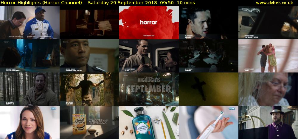 Horror Highlights (Horror Channel) Saturday 29 September 2018 09:50 - 10:00