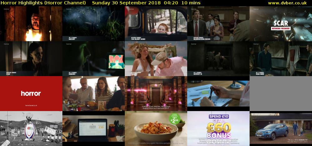 Horror Highlights (Horror Channel) Sunday 30 September 2018 04:20 - 04:30