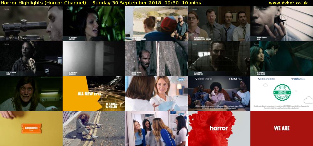 Horror Highlights (Horror Channel) Sunday 30 September 2018 09:50 - 10:00