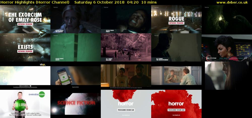 Horror Highlights (Horror Channel) Saturday 6 October 2018 04:20 - 04:30