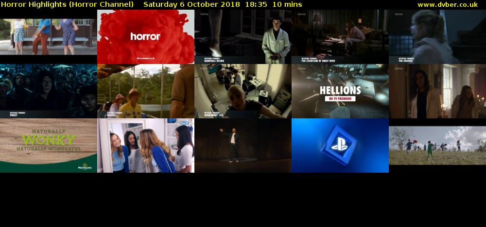 Horror Highlights (Horror Channel) Saturday 6 October 2018 18:35 - 18:45